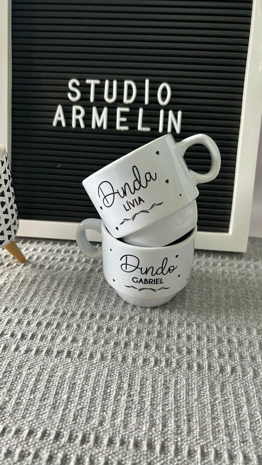 Xícara de Cerâmica Dindo e Dinda