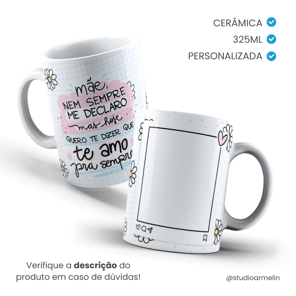 Caneca de Cerâmica Tradicional Dia das Mães - Feliz Dia das Mães
