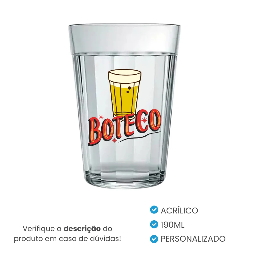 Kit Copo Americano Acrílico 190ml Personalizado