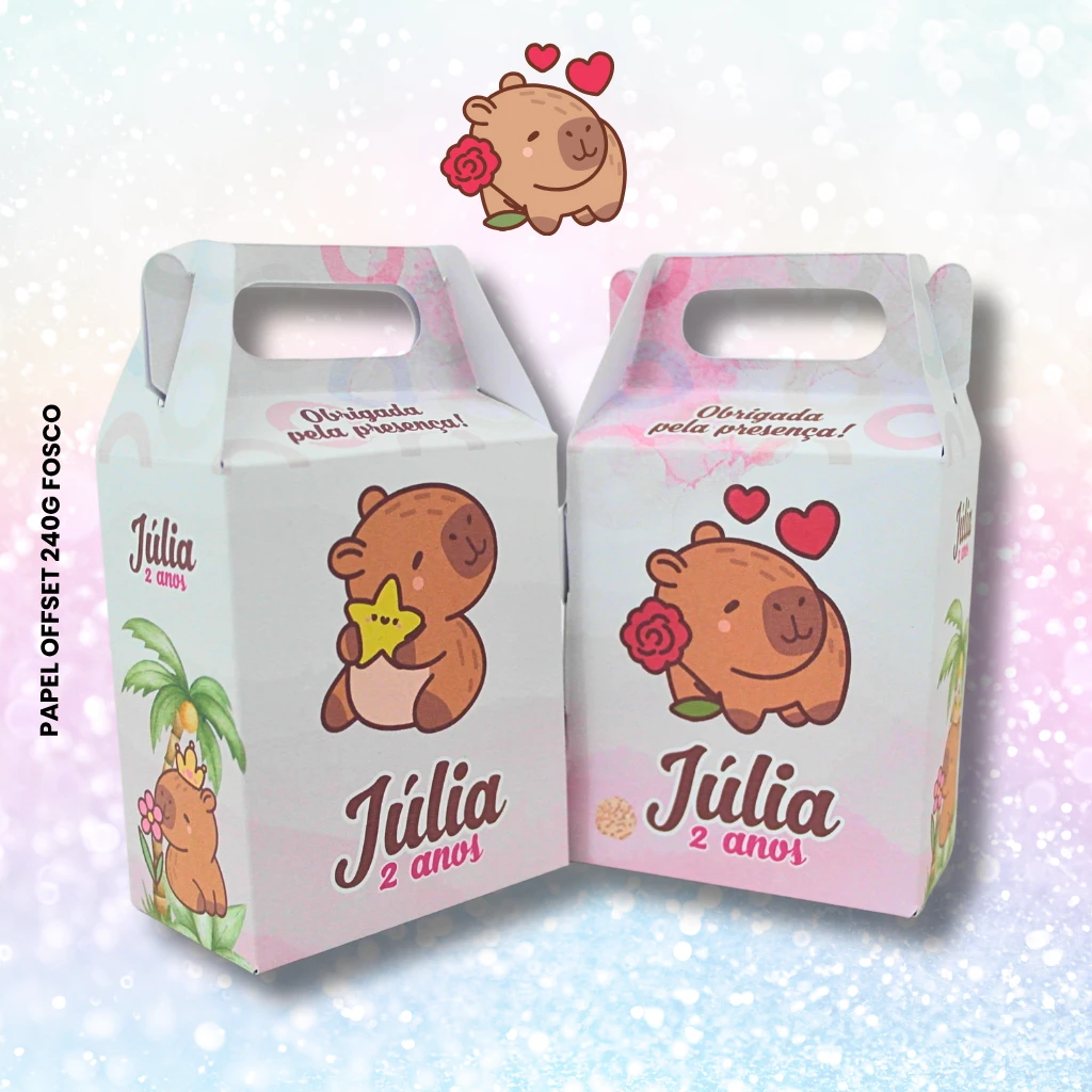 Caixinha para Docinhos Personalizada Aniversário Tema Capivara Baby