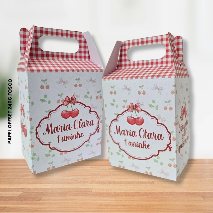 Caixinha para Docinhos Personalizada Aniversário Tema Cerejinha