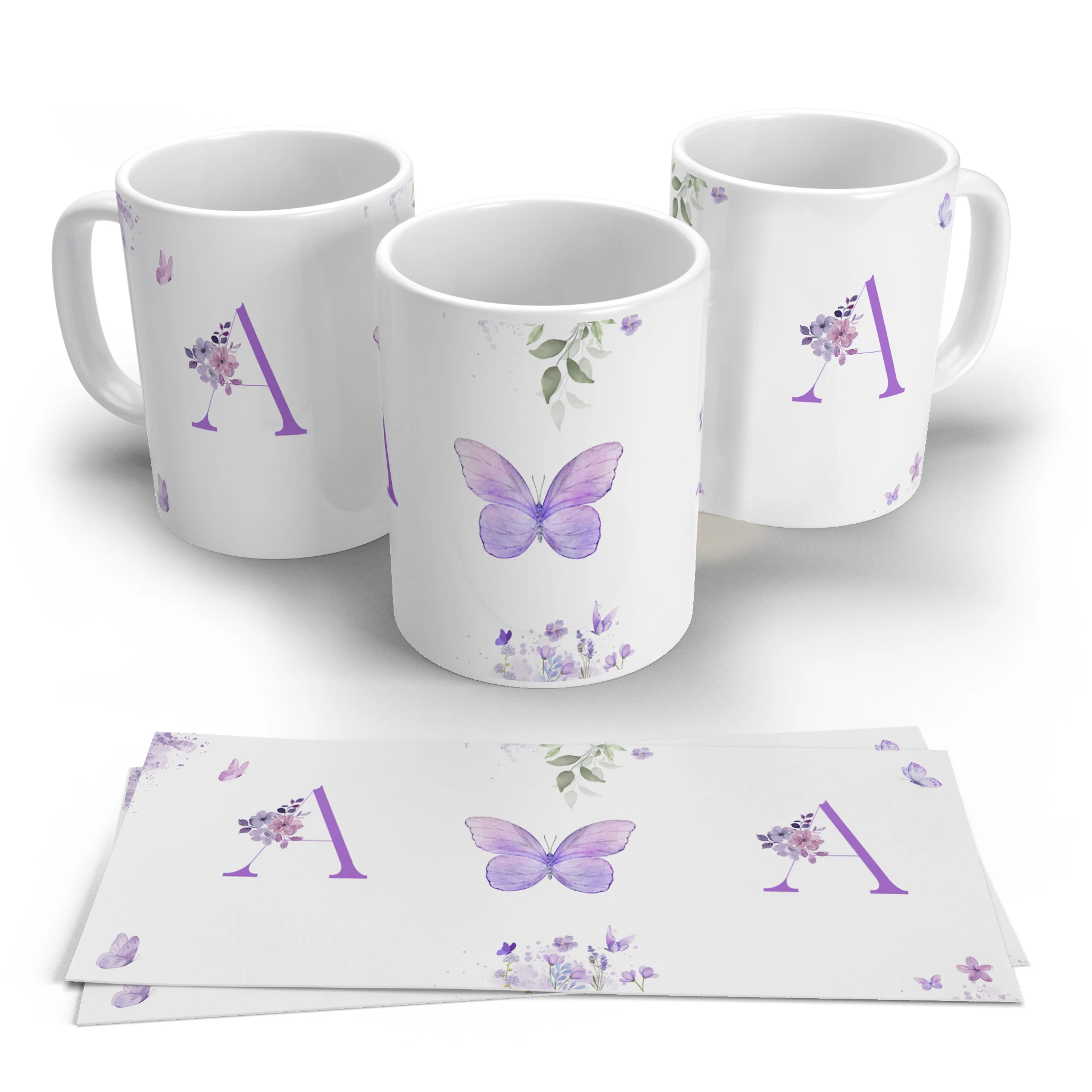 Arte Digital para Caneca Alfabeto A-Z Lilás Delicada