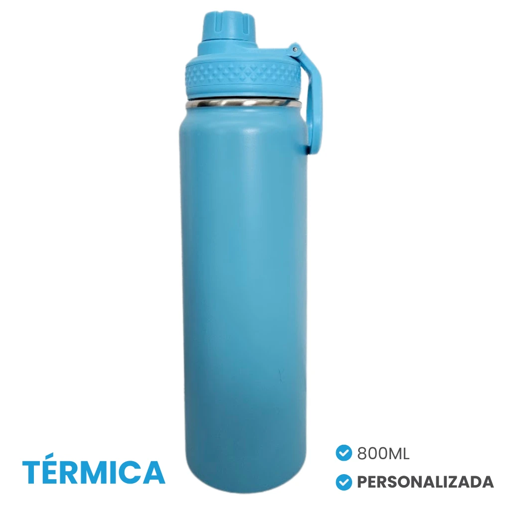 Garrafa Térmica Azul BB 800ml com Gravação à Laser 