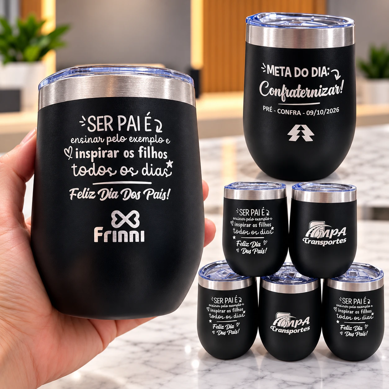 Copo Térmico Cuia Preto 360ml com Gravação à Laser